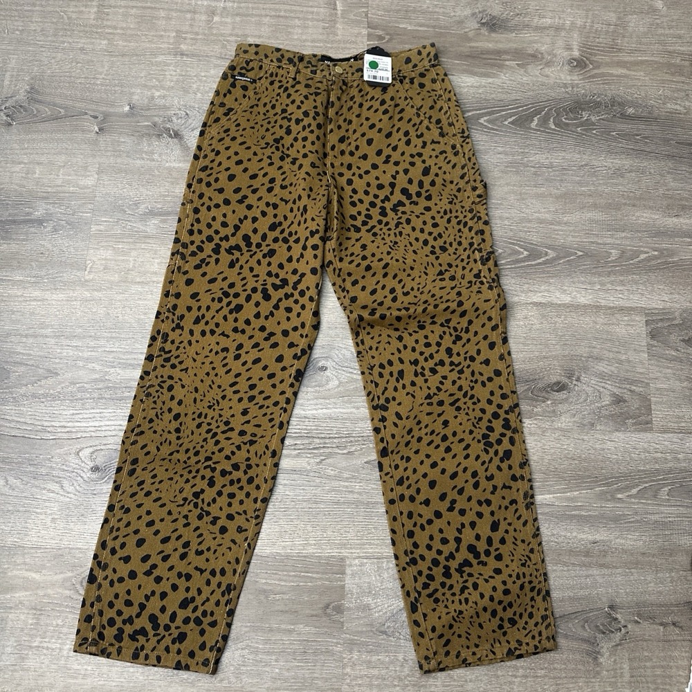 Noon Goons Leopard Denim Pants Size 30x31 Straight Leg Carpenter Y2K Style Baggy